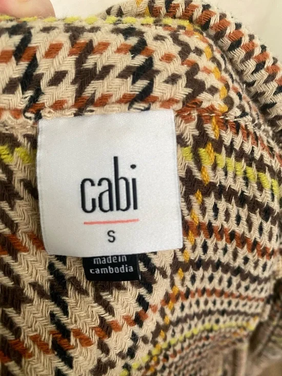 CAbi Yorkshire shacket jacket tan houndstooth cotton size S - Picture 9 of 13